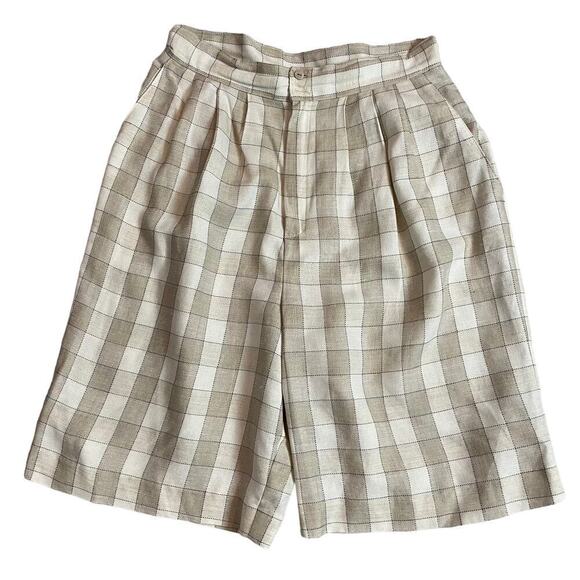 Vintage 90s Christy Girl plaid high rise pleated front Bermuda shorts - Picture 1 of 6